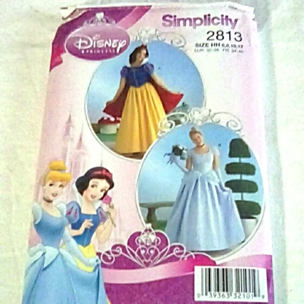 Simplicity 2813 Disney Princess Cinderella Snow White sz 6-12